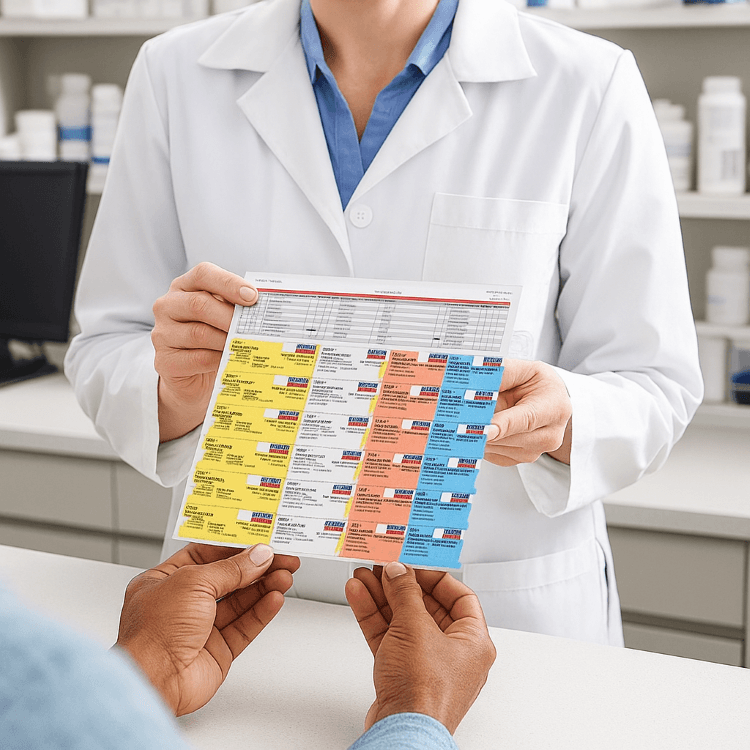 Customer completing rental process at Aston Pharmacy.